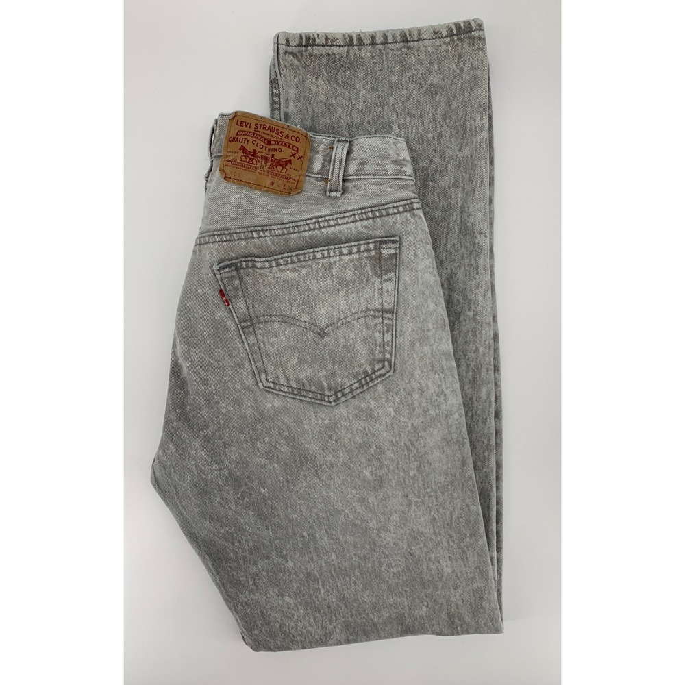 Vintage Levis 501 Jeans Mens 34x34 Gray Acid Wash Button Fly Straight Made USA
